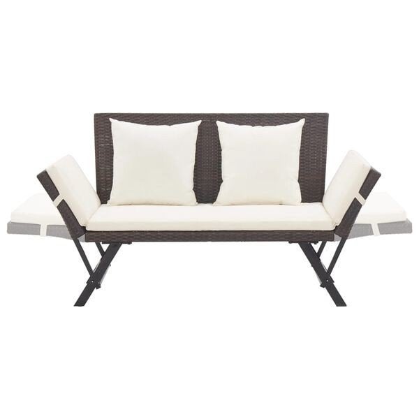 Tuinbank met kussens 176 cm poly rattan bruin nieuw in doos, ., Nieuw, Ophalen of Verzenden, .