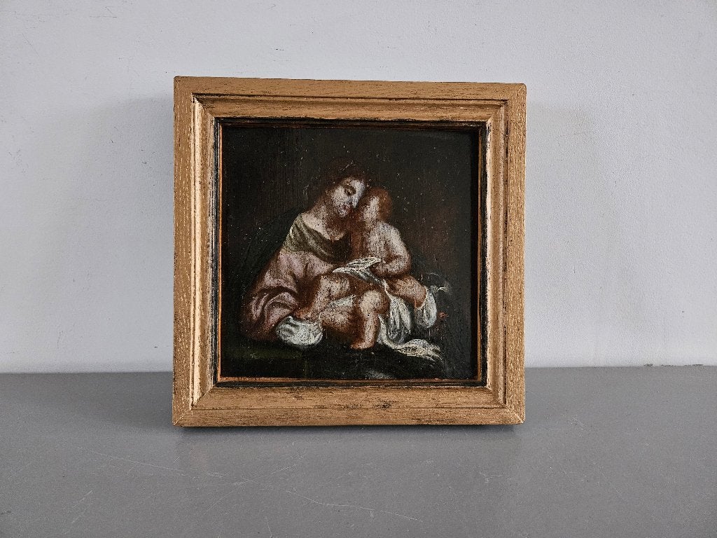 Lijst met religieuze prent, Ophalen of Verzenden, Hout, Goud, Schilderijlijst