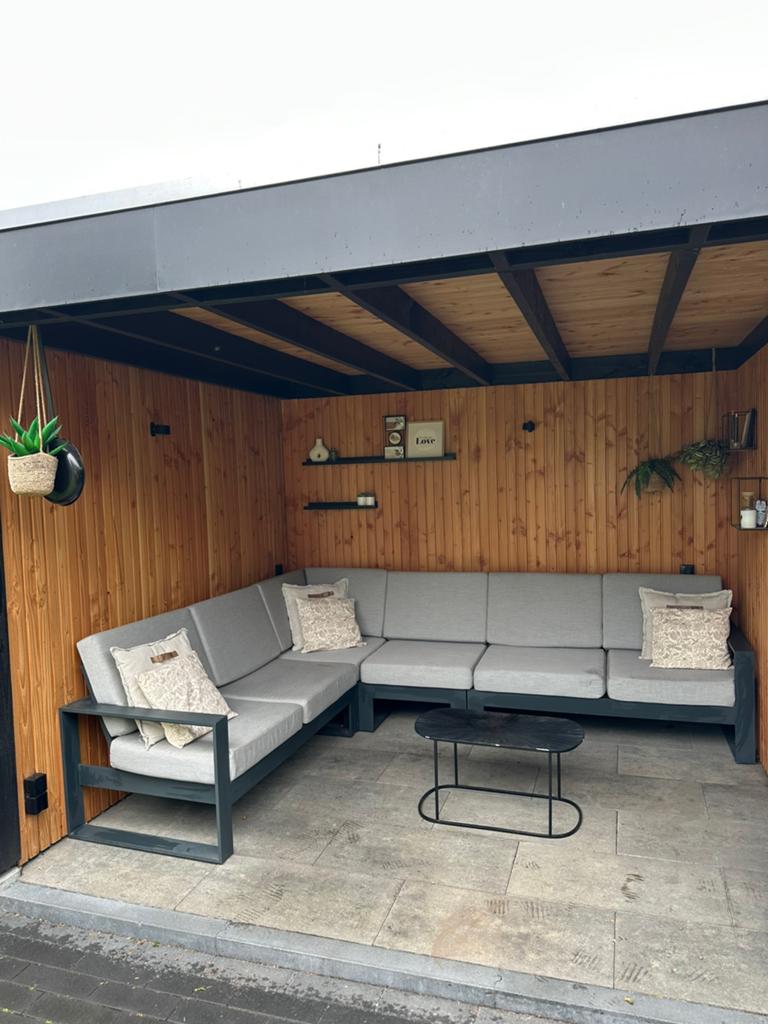Loungeset aluminium antraciet, Tuin en Terras, Tuinsets en Loungesets, Ophalen, 6 zitplaatsen, Aluminium, Zo goed als nieuw