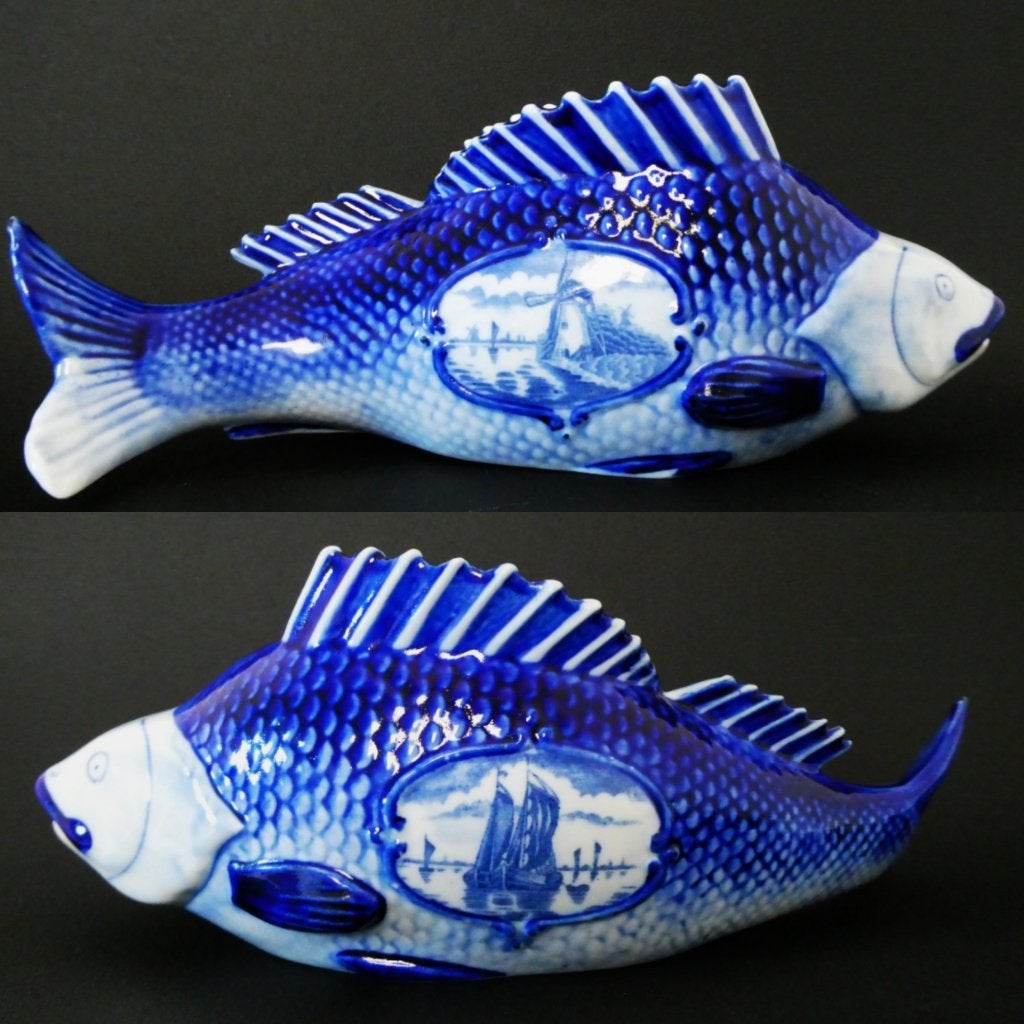 1 Porseleinen koikarper vis schaal / kom met Delfts blauw, Antiek en Kunst, Ophalen of Verzenden