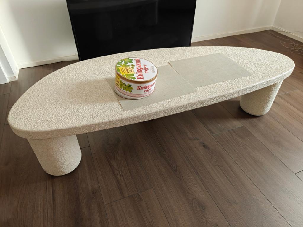 Unieke organische salontafel met textuur, Ophalen, Overige materialen, 100 tot 150 cm, 50 tot 100 cm