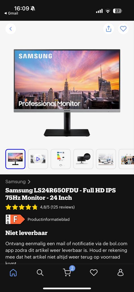 24 inch Samsung monitor, Computers en Software, Monitoren, IPS, Full HD, 61 t/m 100 Hz, Ingebouwde speakers