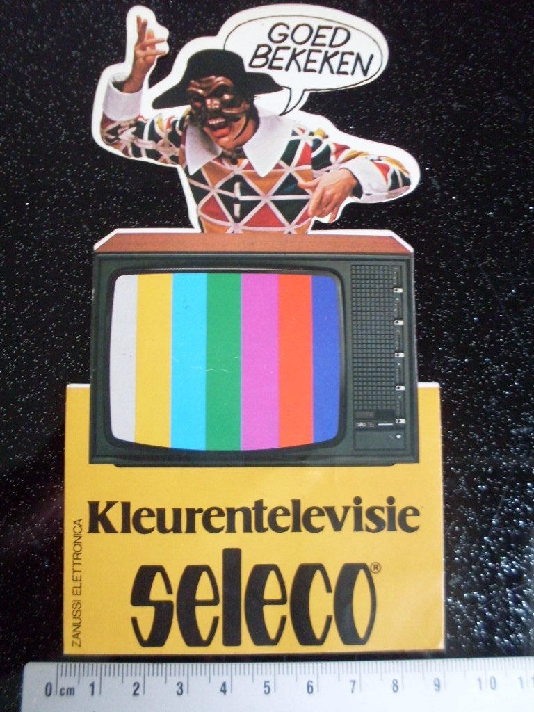 sticker kleurentelevisie seleco zanussi electronica ktv tv, Verzenden, Zo goed als nieuw, Merk