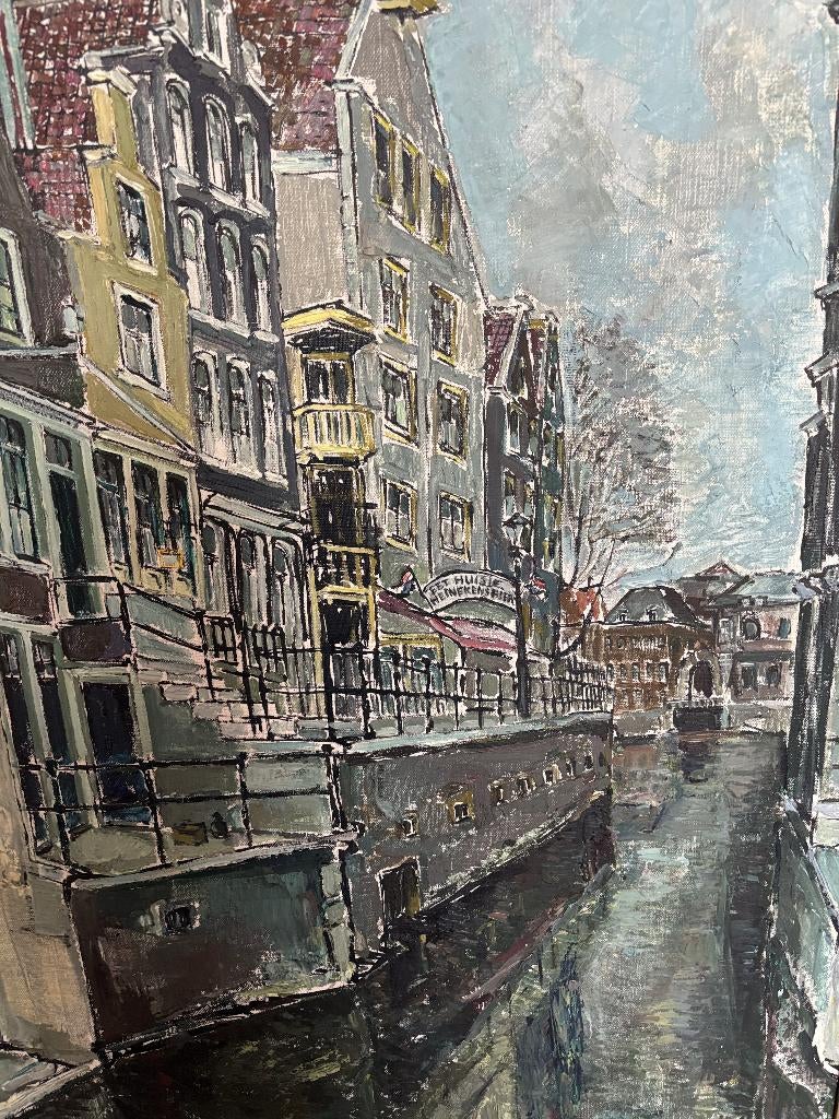 schilderij grachtenhuizen Jo de Recht- De Graaff, Antiek en Kunst, Ophalen