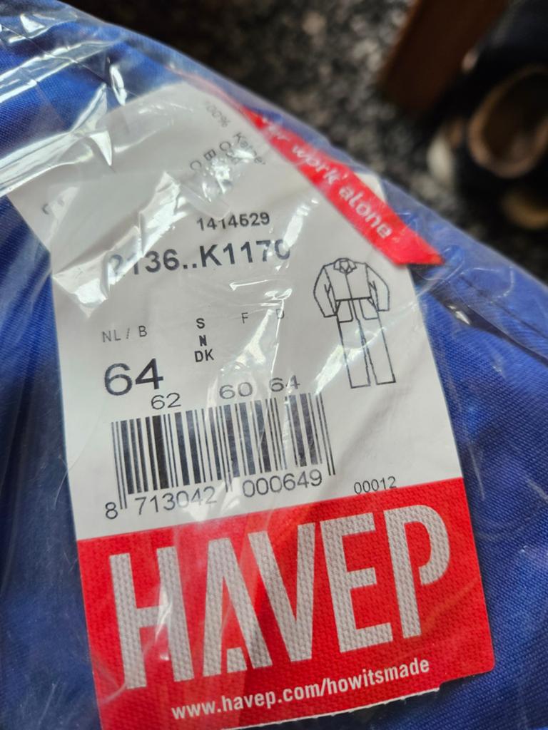 Nieuwe Havep Overall - Maat 64, Blauw, Havep, Heren, Overall, Nieuw