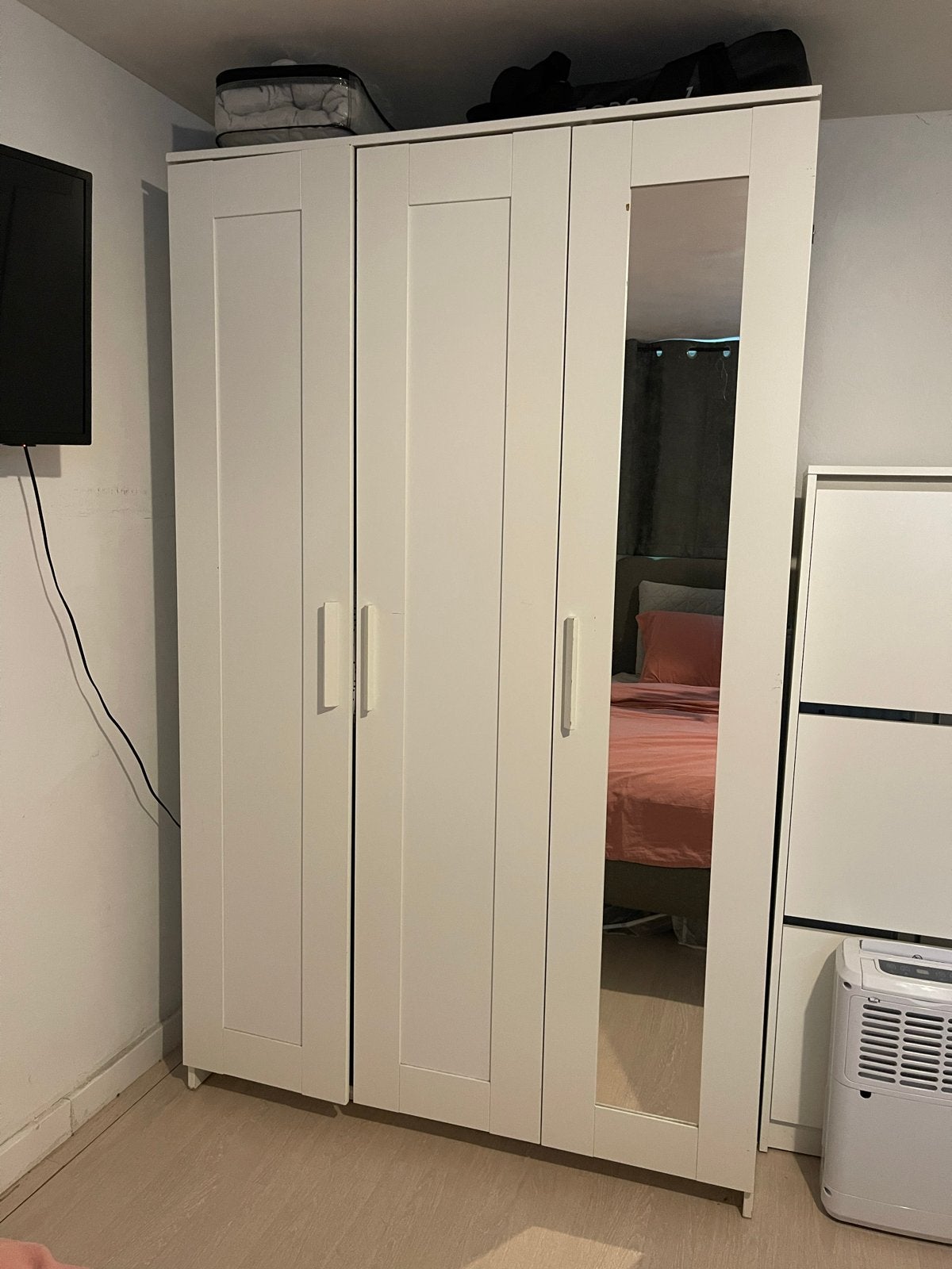 IKEA Brimnes kledingkast wit met spiegeldeur, Ophalen, Gebruikt, 100 tot 150 cm, 150 tot 200 cm