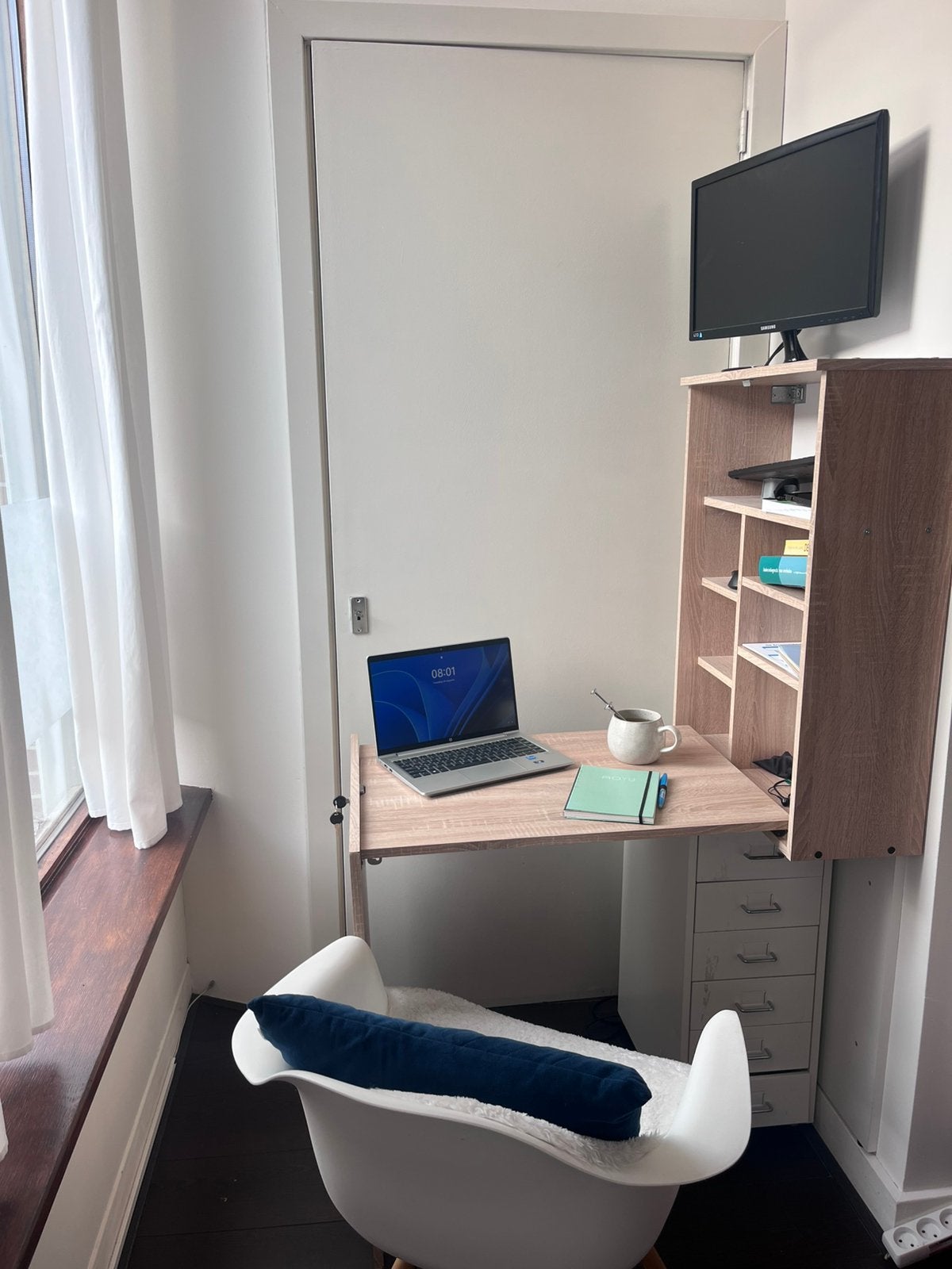 Handig opklapbaar bureau, Ophalen, 73 cm, Zo goed als nieuw, Bruin