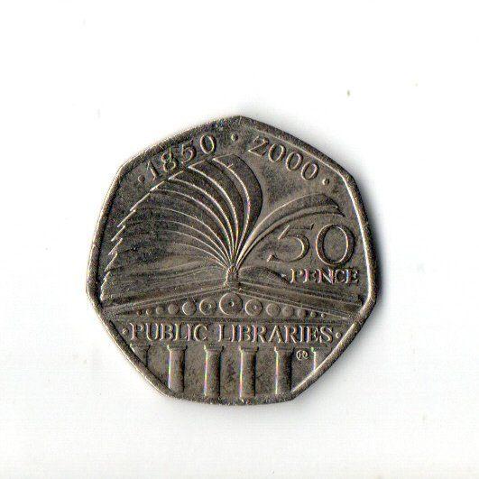 Verenigd Koninkrijk 50 pence 2000 public libraries, Verzenden, Overige landen, Losse munt
