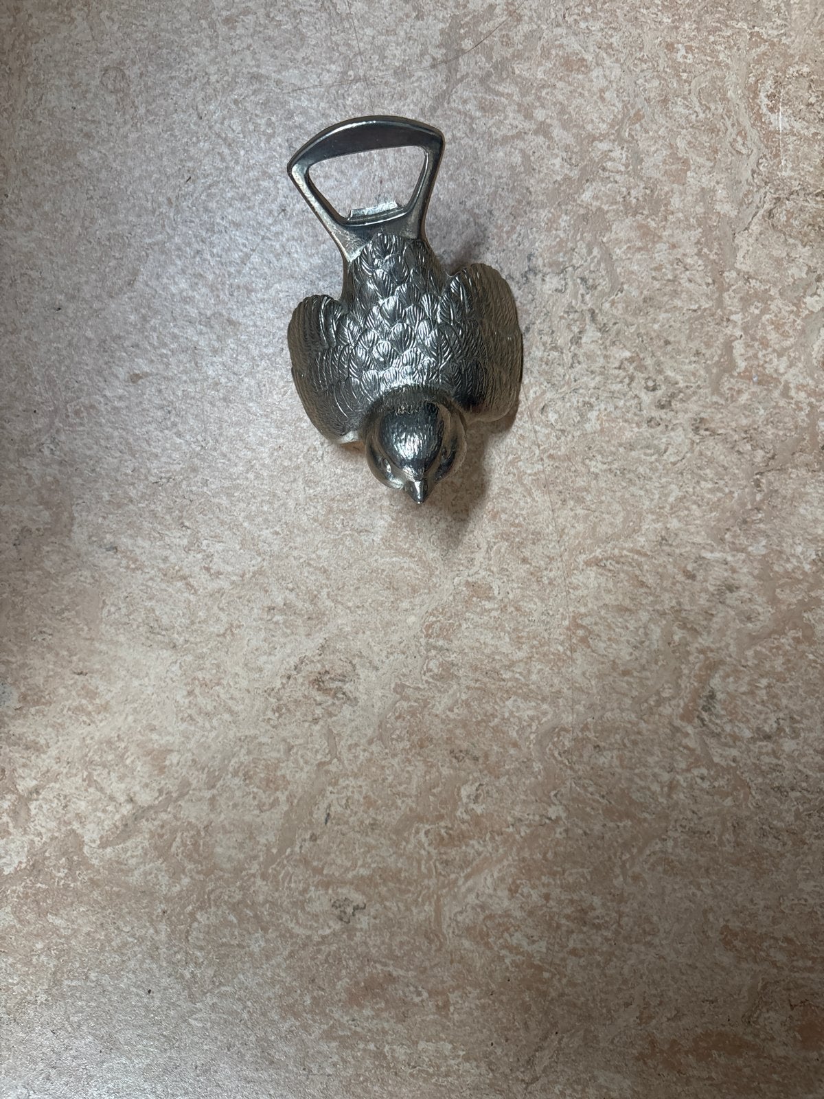 Vintage BMF West-Duitsland flesopener - Zilverkleurige vogel, Ophalen of Verzenden