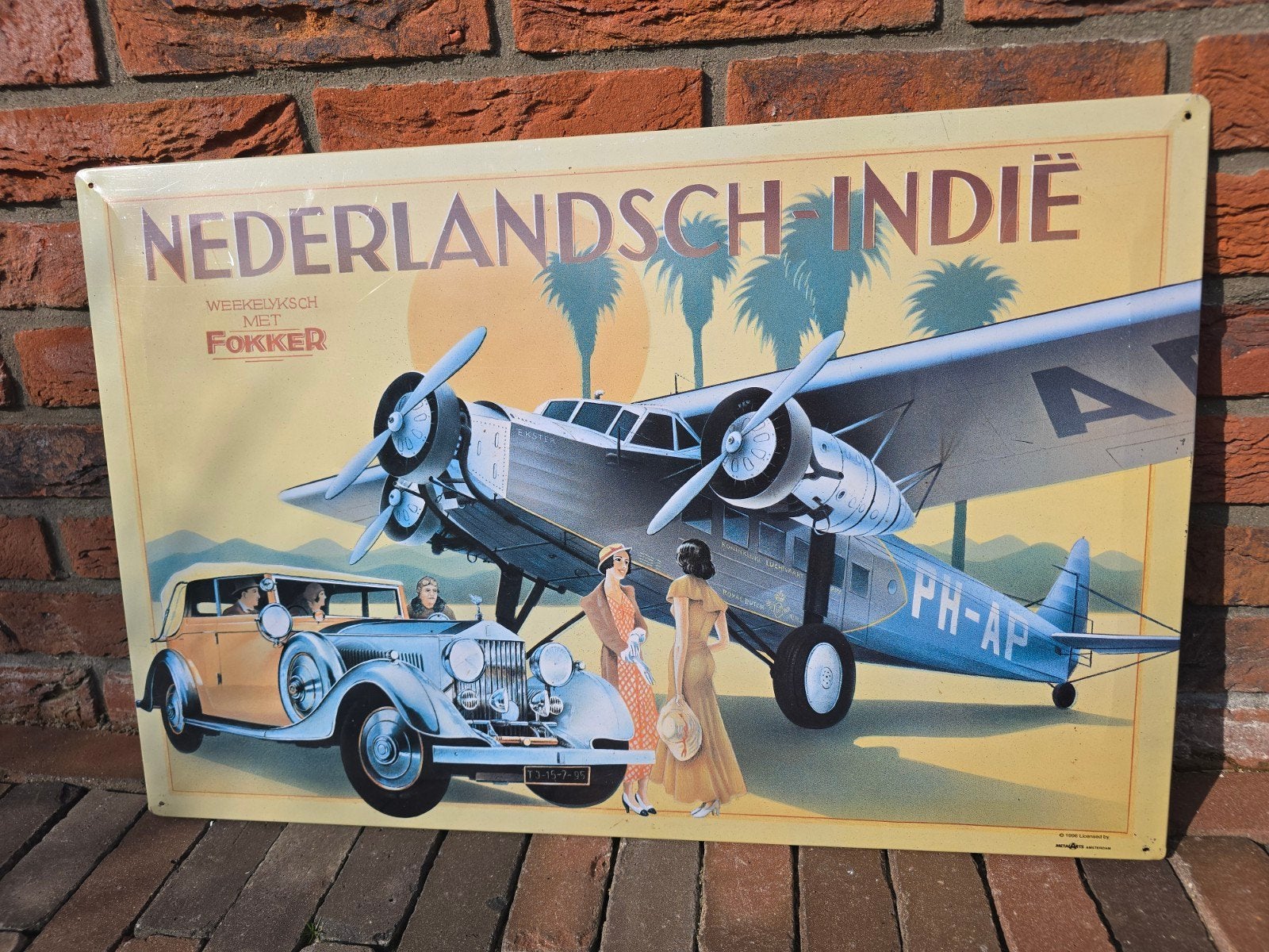 Prachtig groot metalen reclamebord Fokker 1996 €35, Ophalen of Verzenden, Gebruikt, Reclamebord