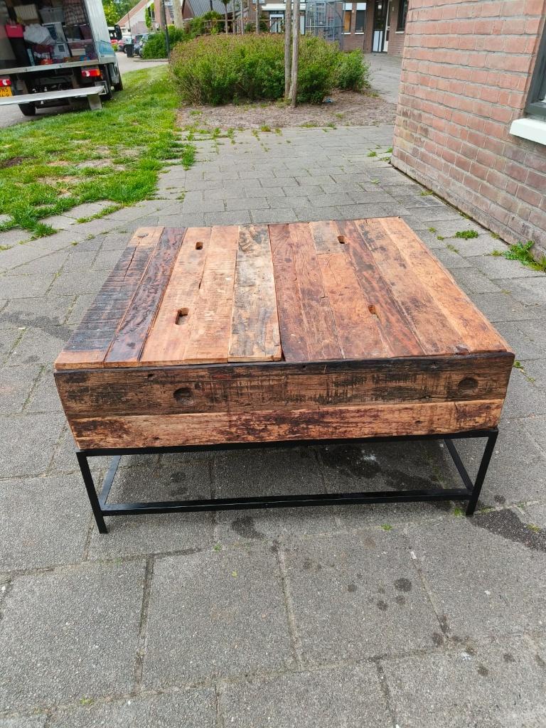 Houten salontafel, Ophalen, Gebruikt, 100 tot 150 cm, Vierkant