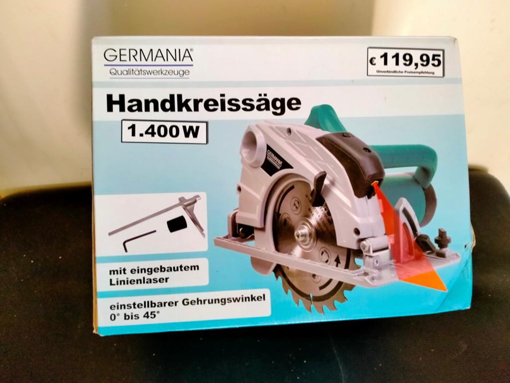 Krachtige "Germania" hand cirkelzaag 1400Watt., Cirkelzaag, Ophalen of Verzenden, Zo goed als nieuw, 30 tot 70 mm