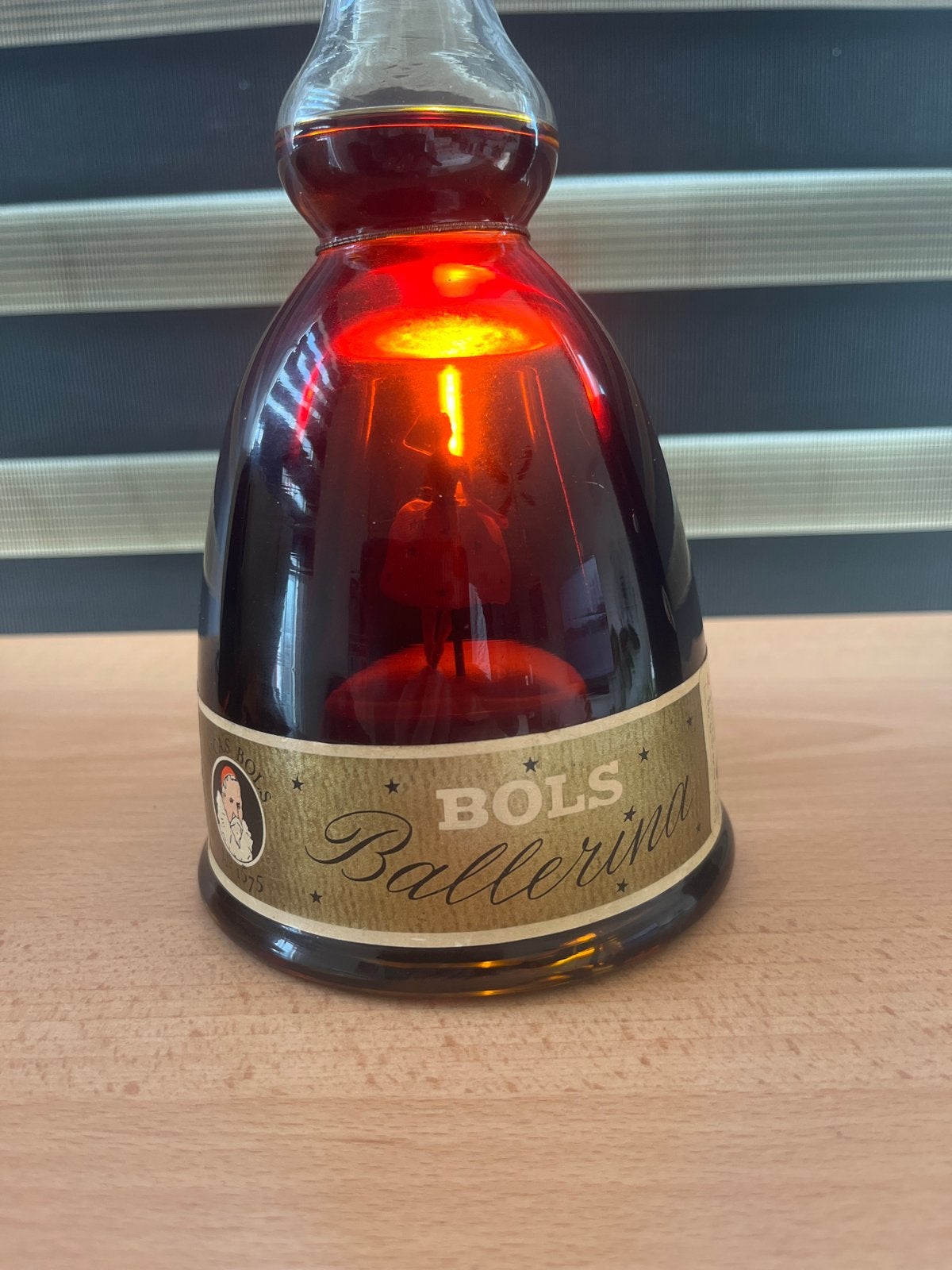 Vintage Bols Ballerina Abrikoos Likeurfles met Muziekdoos, Ophalen of Verzenden