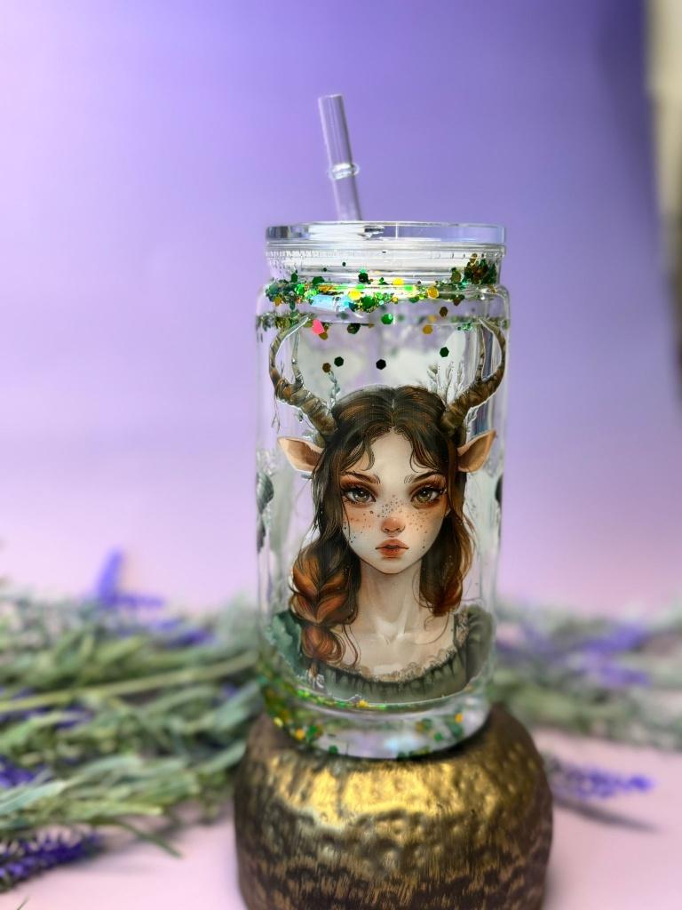 Handgemaakte Fairycore Snowglobe Tumbler met Faun Design, Huis en Inrichting, Verzenden, Overige typen, Nieuw, Overige stijlen