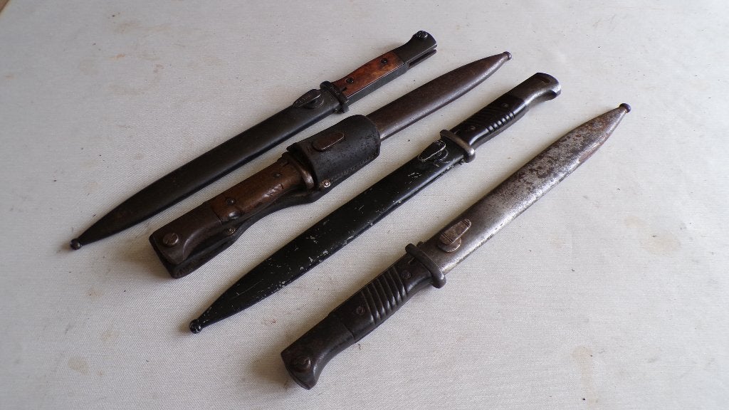 Partij K98 Bajonetten (4 stuks) Origineel WOII, Verzenden, Landmacht, Duitsland, Mes of Dolk