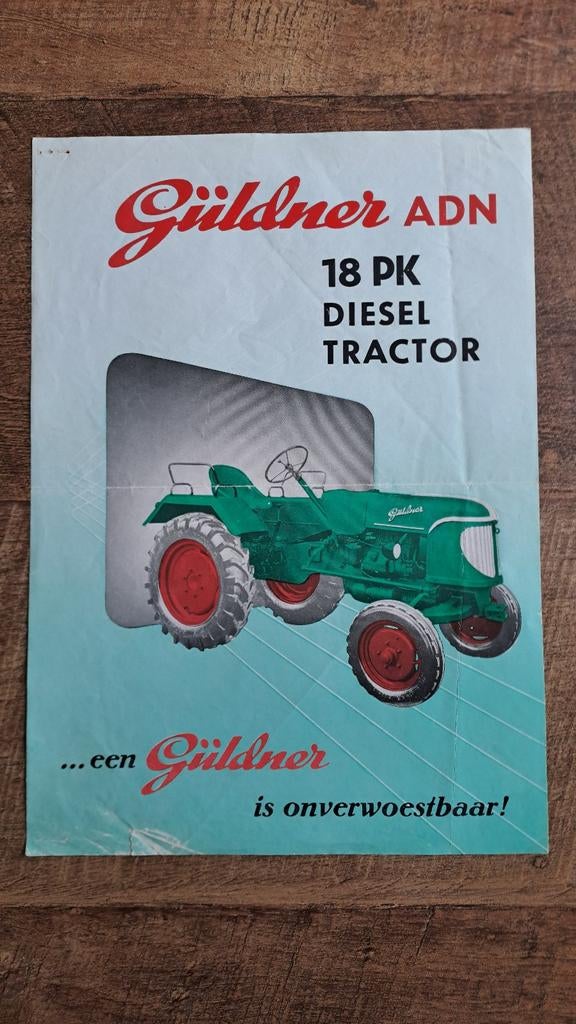 Oude folder Güldner ADN 18 pk diesel tractor, trekker, Boeken, Catalogussen en Folders, Ophalen of Verzenden, Gelezen, Folder