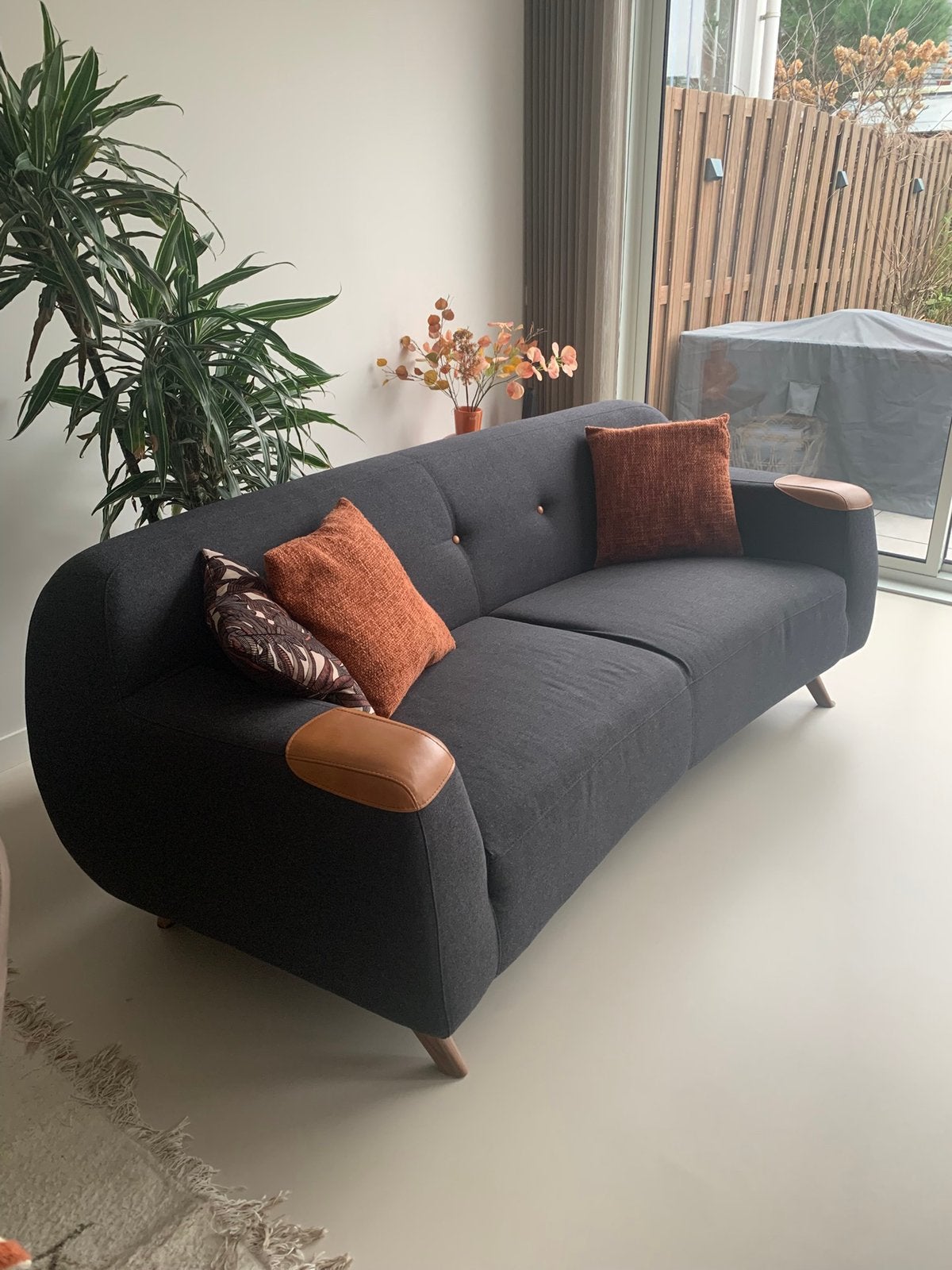 Zitbank 2 1/2 zits stof antraciet, Ophalen, Gebruikt, Driepersoons, 75 tot 100 cm