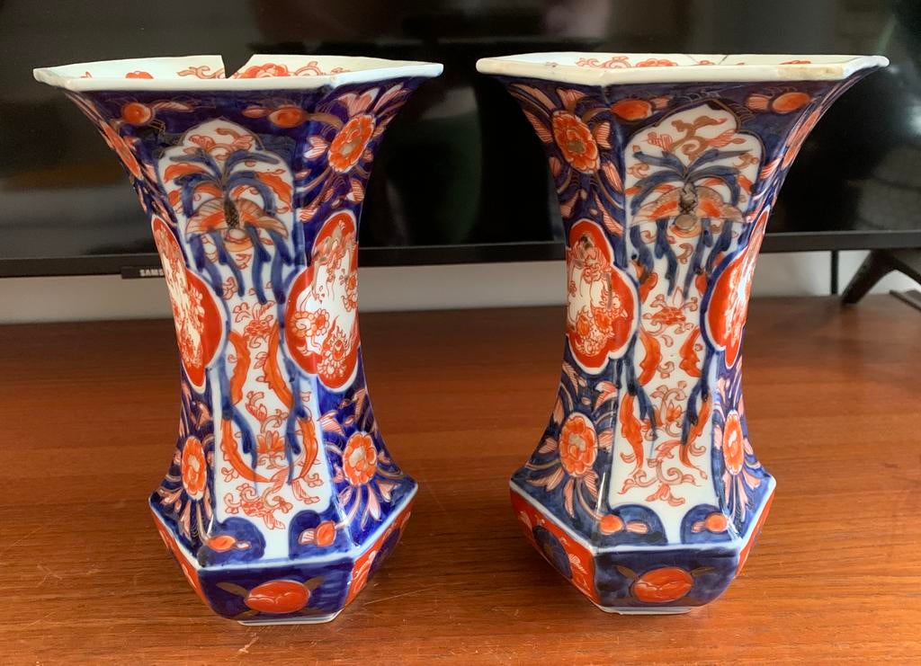 Twee japanse porseleinen Imari vazen 19e eeuws., Antiek en Kunst, Antiek | Porselein, Ophalen of Verzenden