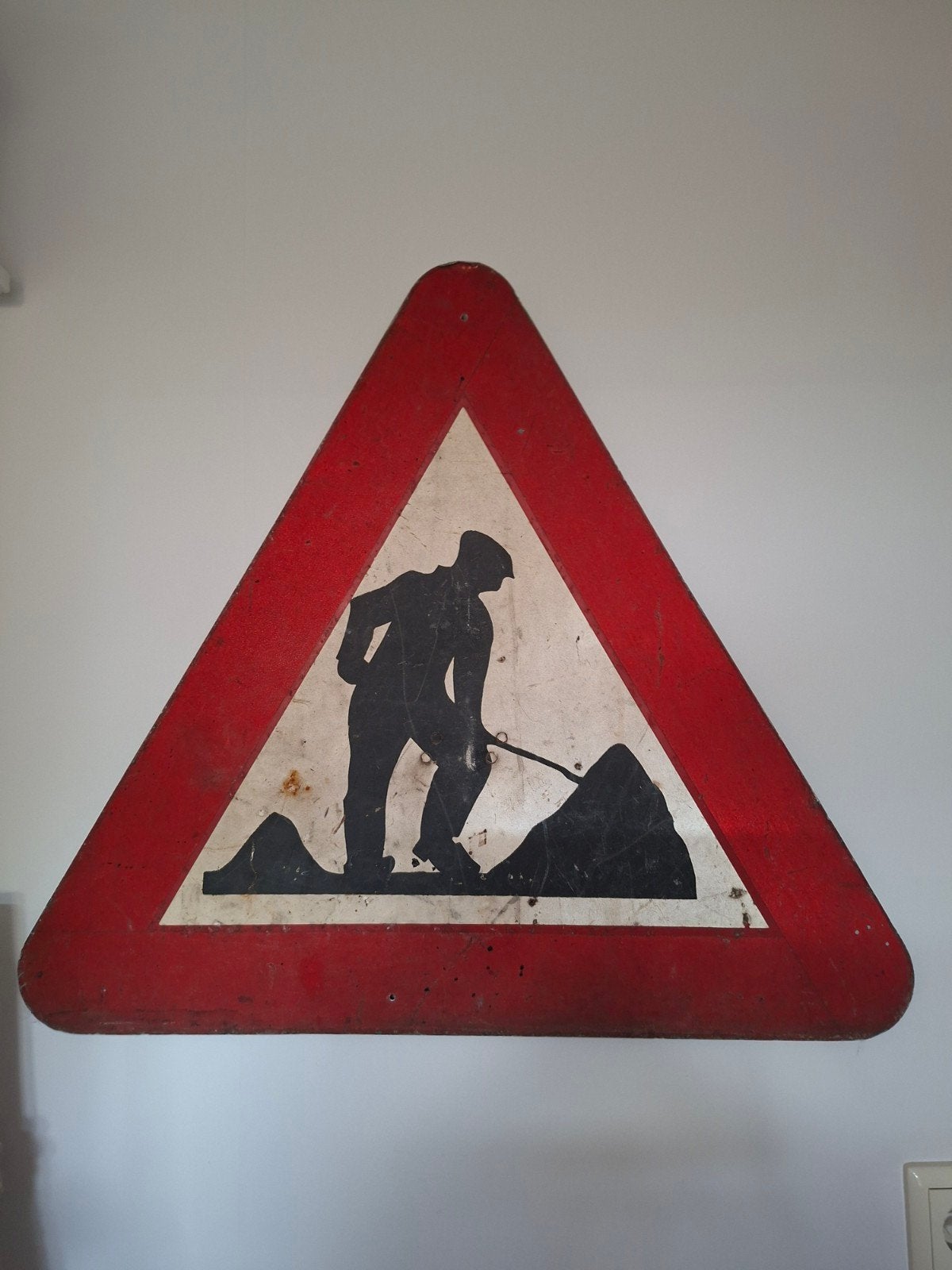 Oud decoratief verkeersbord 'Werk in uitvoering', Ophalen of Verzenden