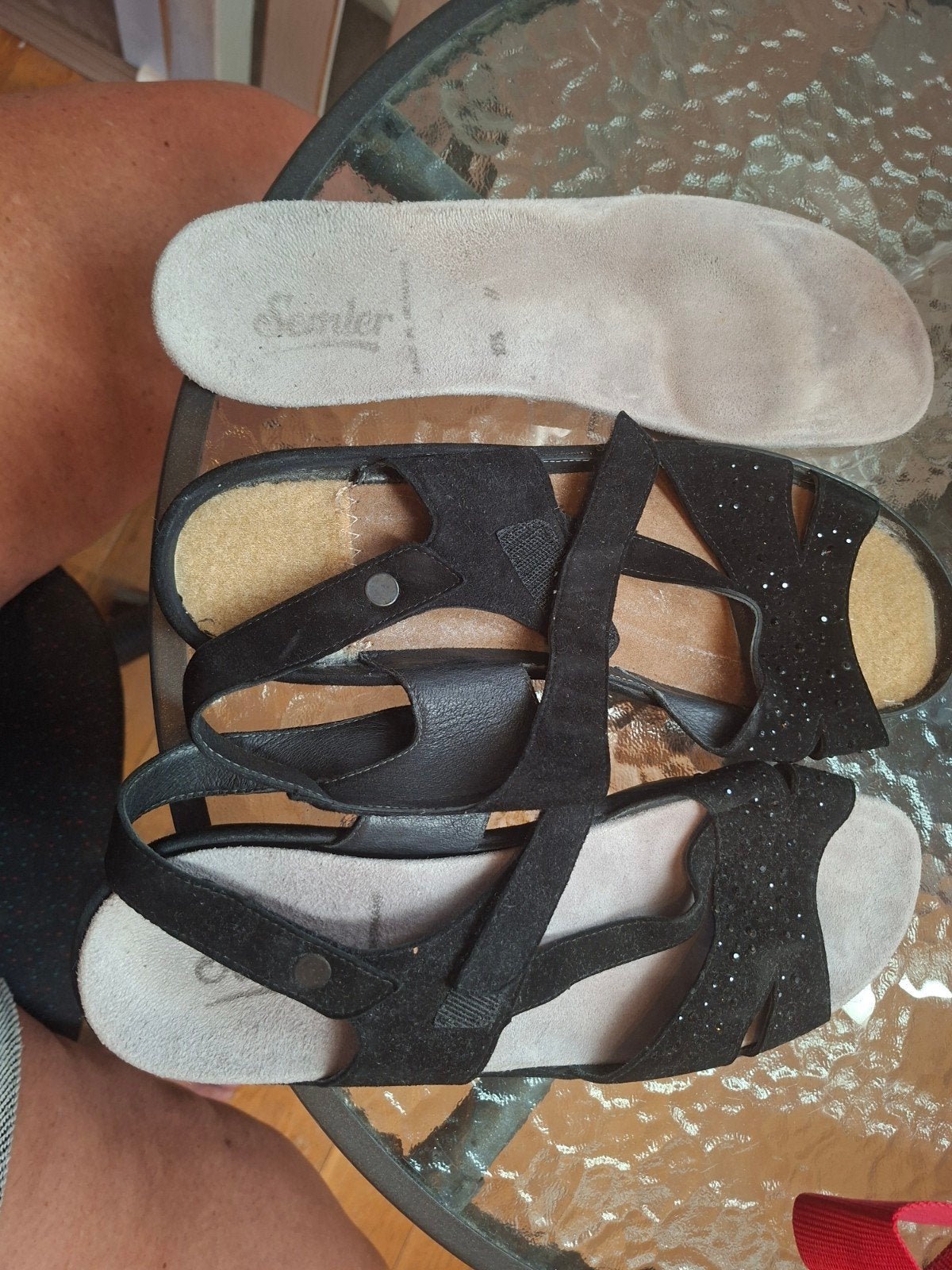 Semler dames sandalen maat 10,5  (44/44,5), Ophalen of Verzenden, Zo goed als nieuw, Zwart, Sandalen of Muiltjes