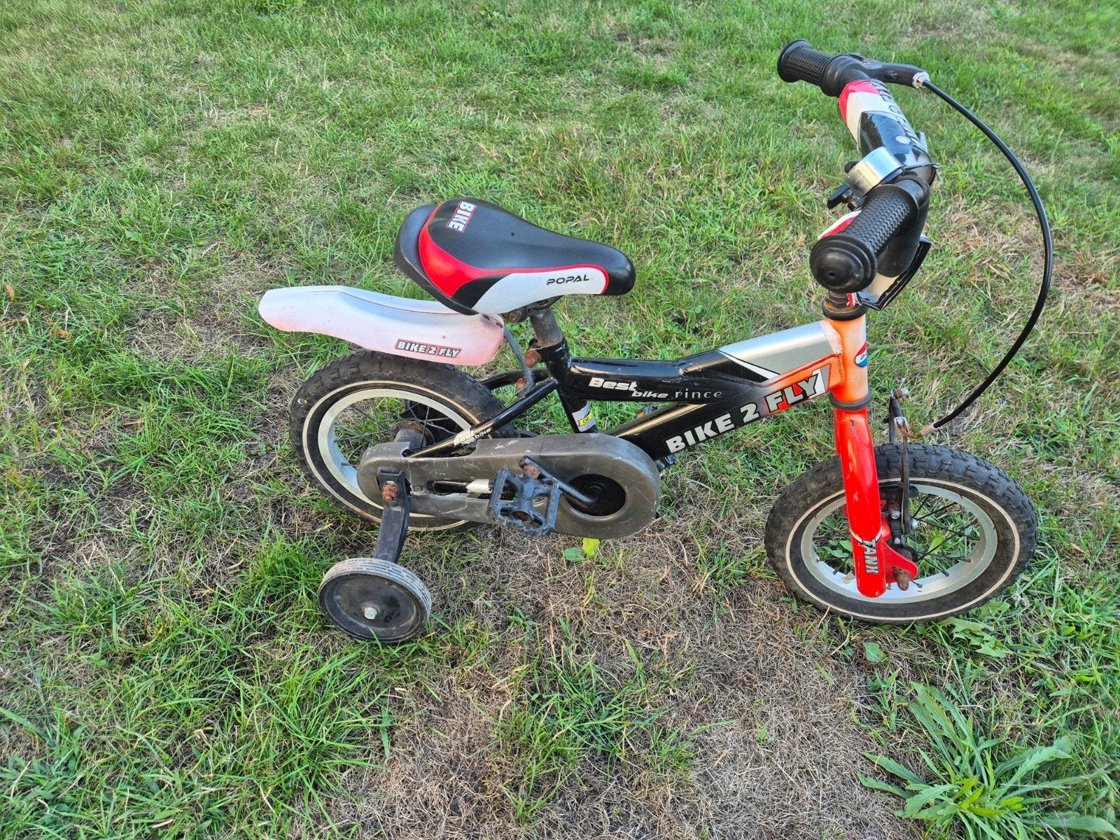 Kinderfiets Bike 2 Fly met zijwieltjes, Ophalen, Zijwieltjes, Gebruikt, Velgrem