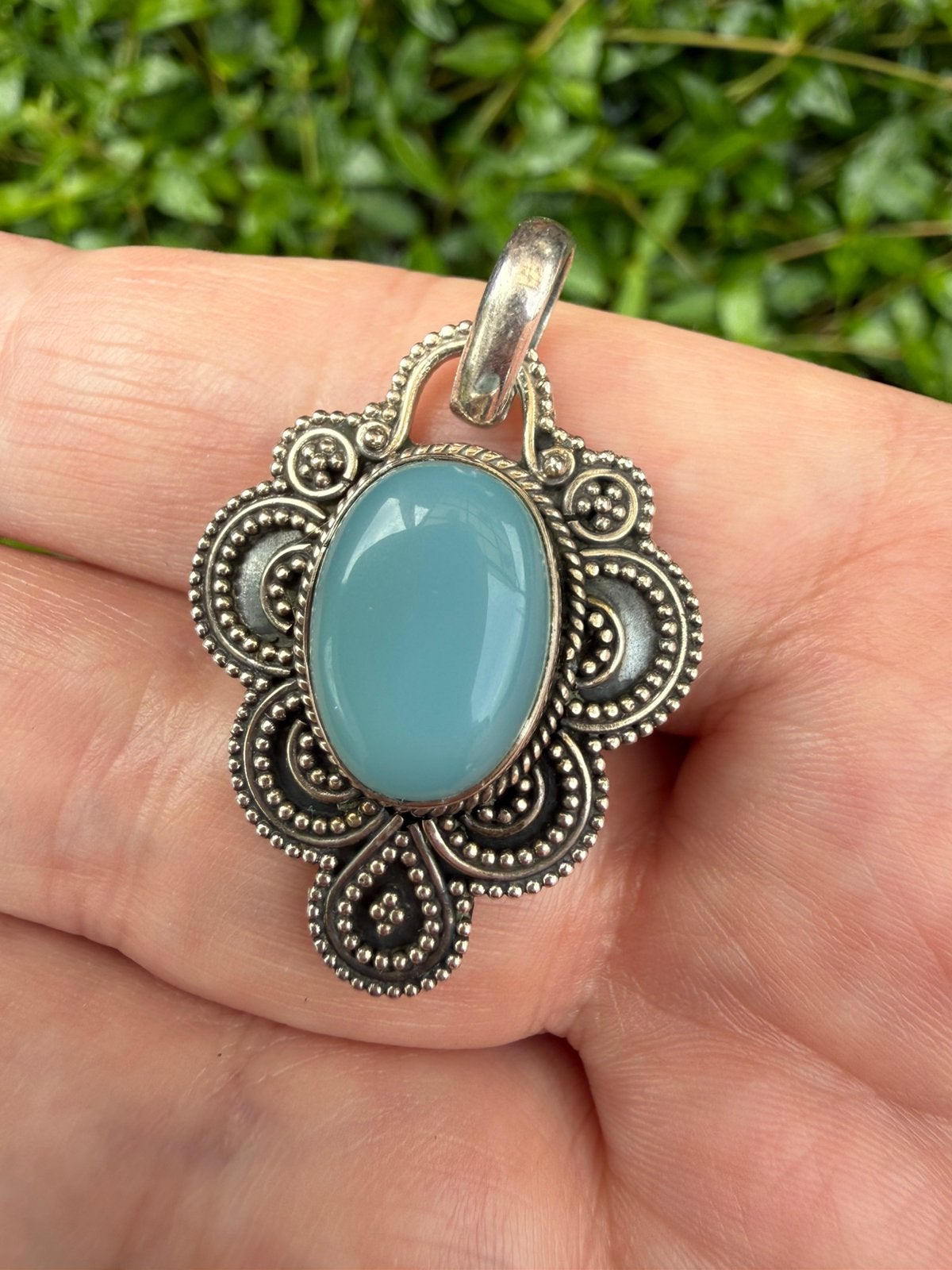 M177/ Prachtige Zilveren CHALCEDOON Hanger, Gebruikt, Verzenden, X, Zilver