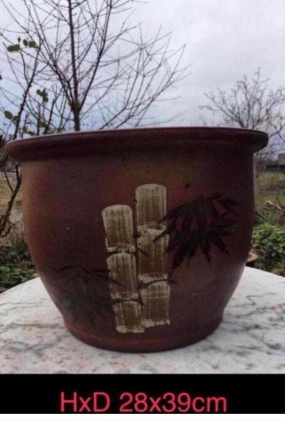 Grote prachtige Terracotta Bloempot Japanse Tuin Stijl, Rond, Zo goed als nieuw, Minder dan 40 cm, Balkon