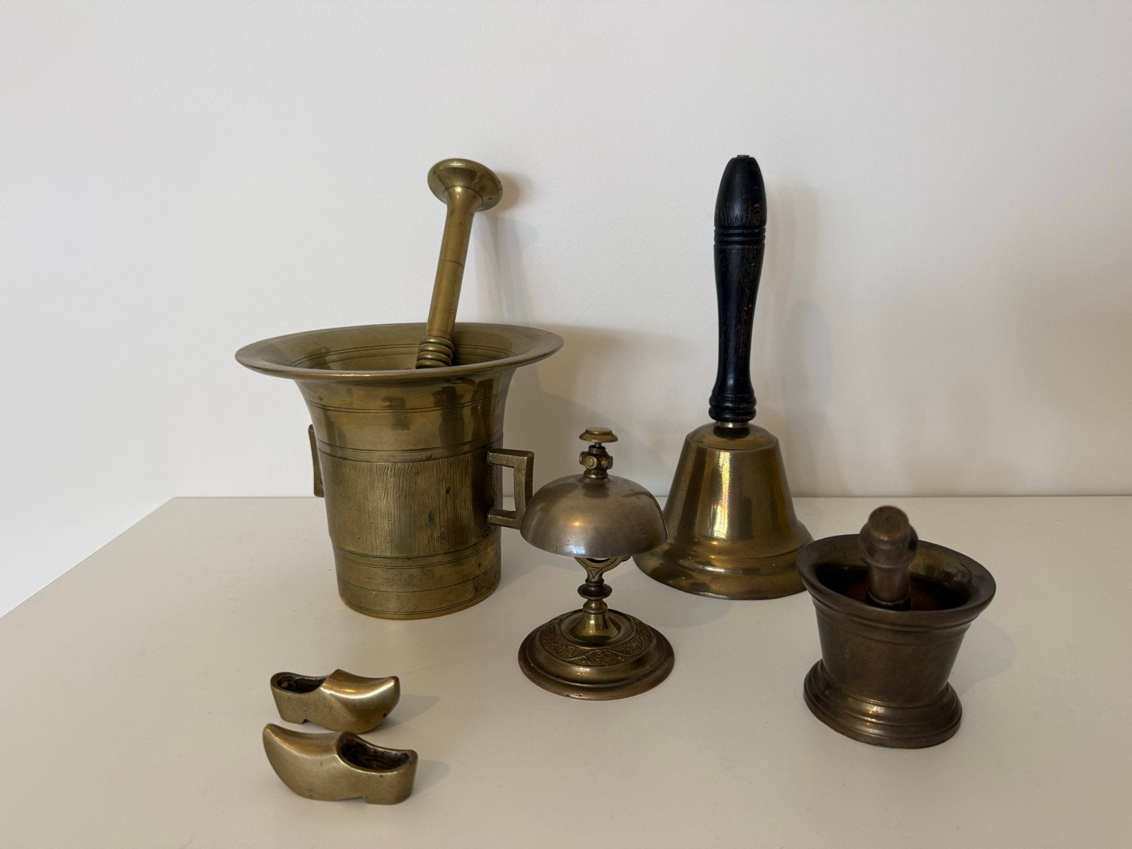 Antieke koperen en bronzen voorwerpen, set van 5, Ophalen, Brons