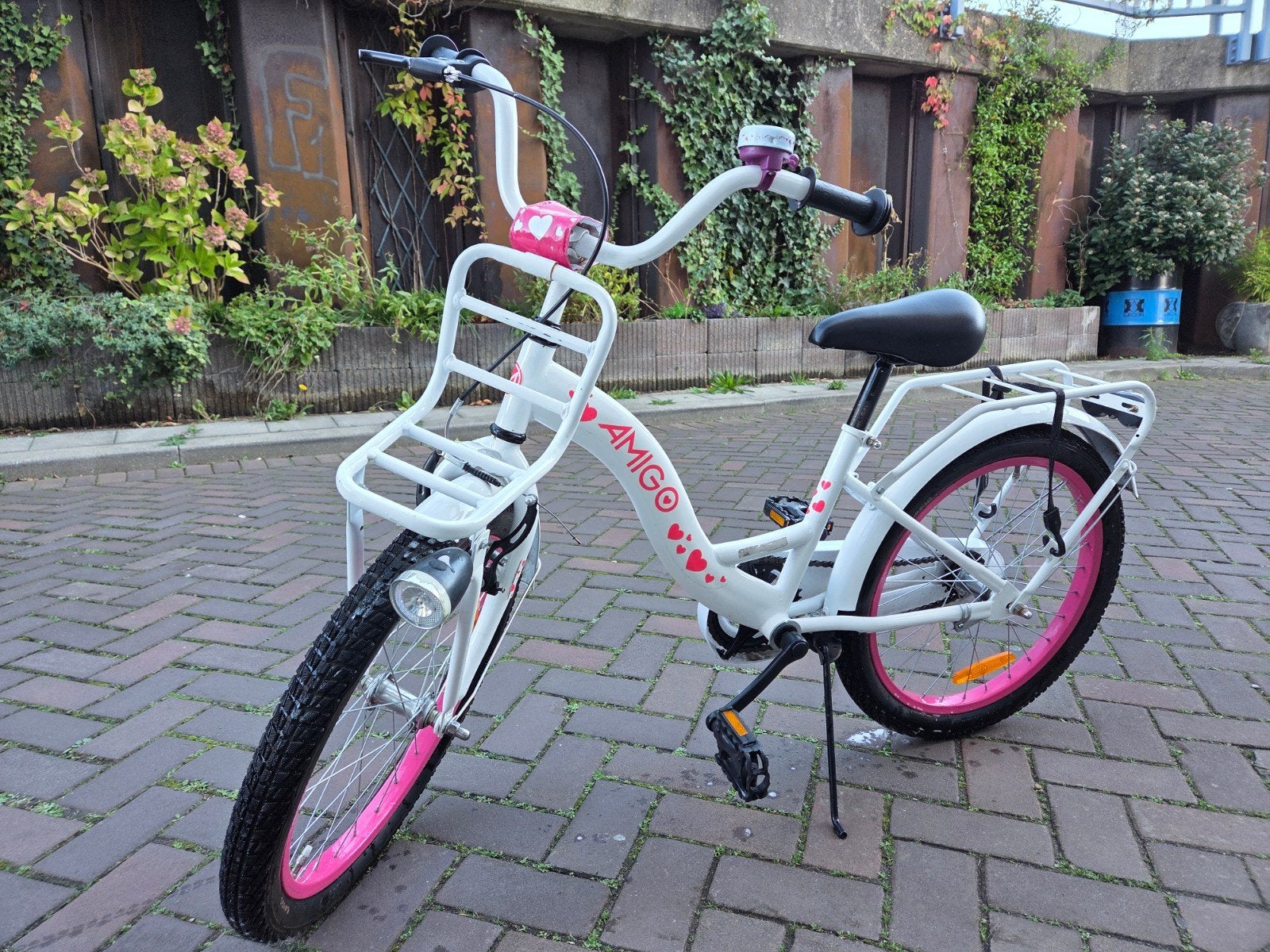 Amigo Kinderfiets 20 inch - Wit/Roze, Ophalen, Gebruikt, Amigo, Terugtraprem