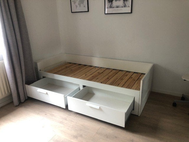 Ikea Brimnes bedbank wit 80*200 uitschuifbaar, Ophalen, Eenpersoons, Wit, Bedbank
