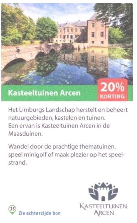 Kasteeltuinen Arcen 20% kortingsbon, Drie personen of meer, Kortingskaart