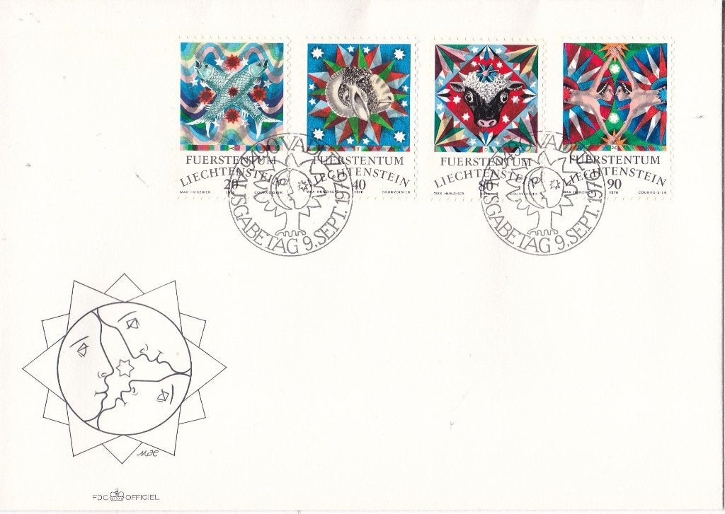 Liechtenstein FDC – Tierkreiszeichen (I) - M 658-661, Postzegels en Munten, Postzegels | Eerstedagenveloppen, Verzenden, Onbeschreven