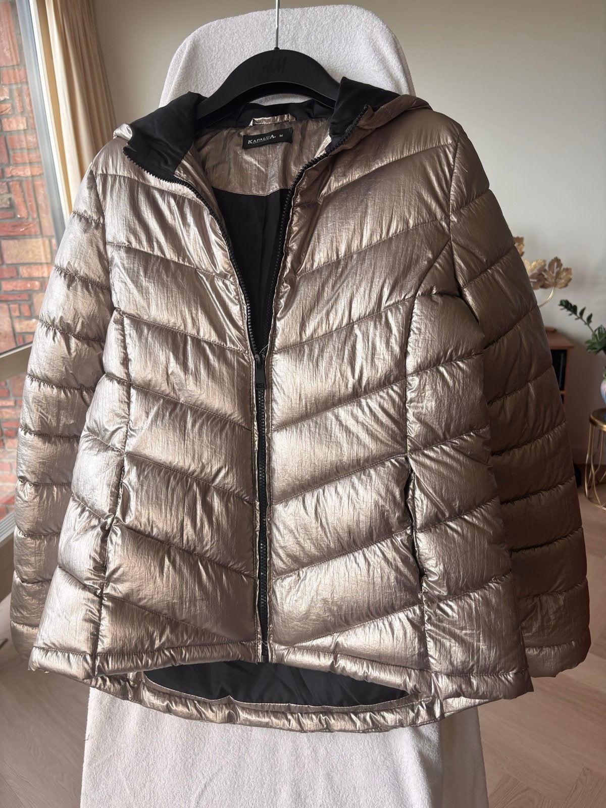 Warme Brons/Goud Metallic Jas Maat M, Kleding | Dames, Ophalen of Verzenden, Zo goed als nieuw, Maat 38/40 (M), Goud