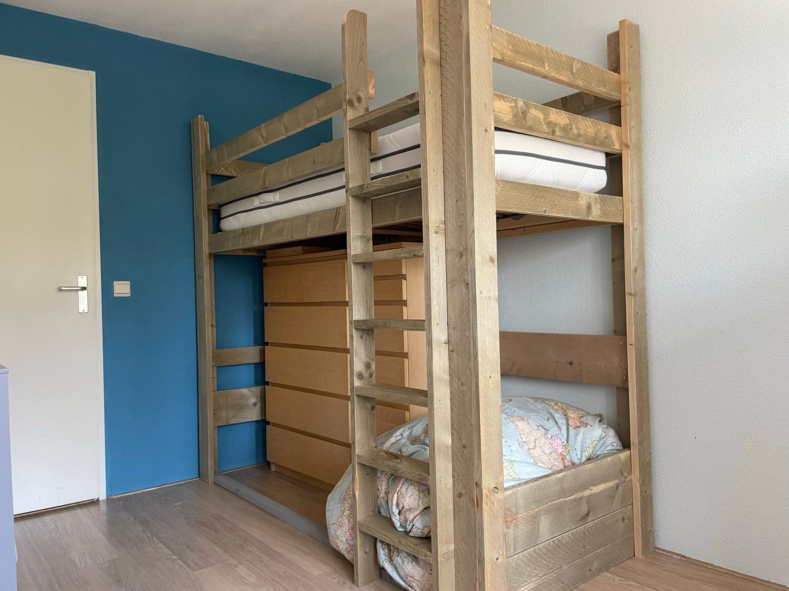 Hoogslaper met verstelbare lattenbodem, Huis en Inrichting, Slaapkamer | Stapelbedden en Hoogslapers, Ophalen, 100 cm, Hoogslaper