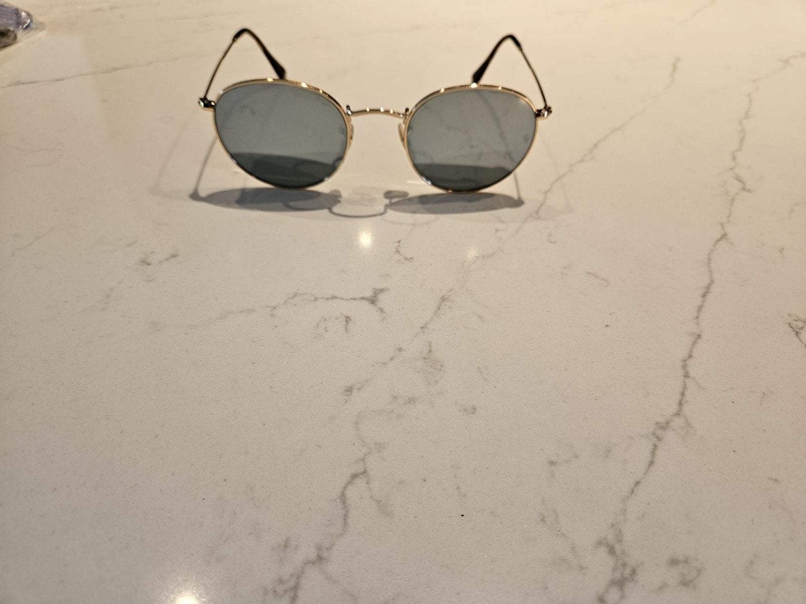 Ray-Ban Round Metal Zonnebril - Zo goed als nieuw, Ophalen, Zonnebril, Blauw, Zo goed als nieuw