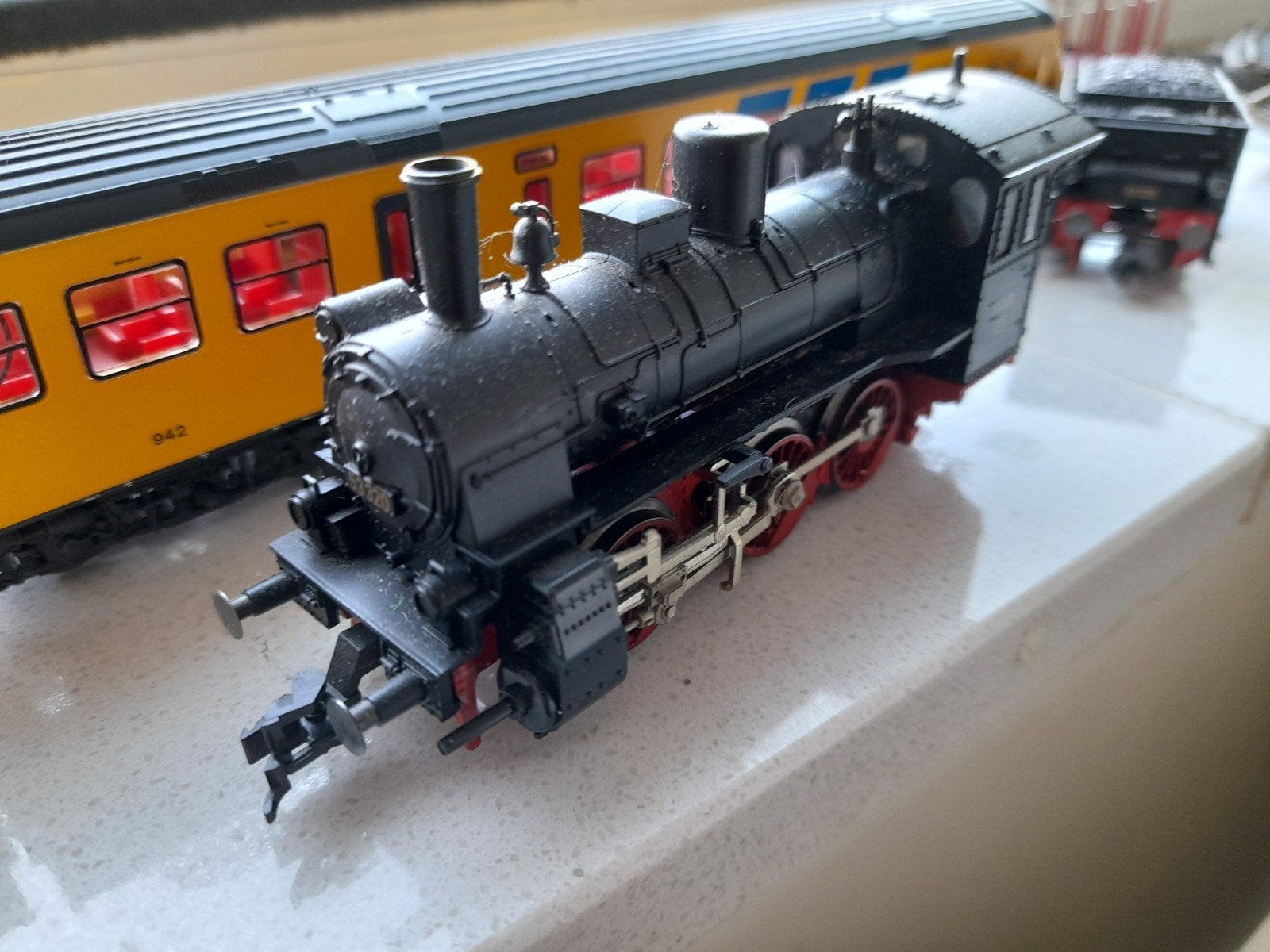 Ho stoomlocomotief analoog met goederen wagons, Ophalen, Gebruikt, Analoog, Gelijkstroom