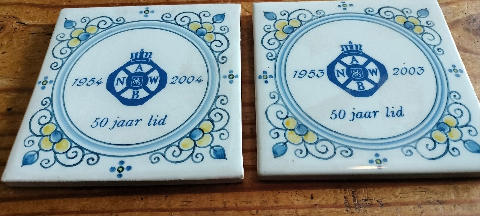 Vintage ANWB tegeltjes 50 jaar lid, Antiek en Kunst, Ophalen of Verzenden