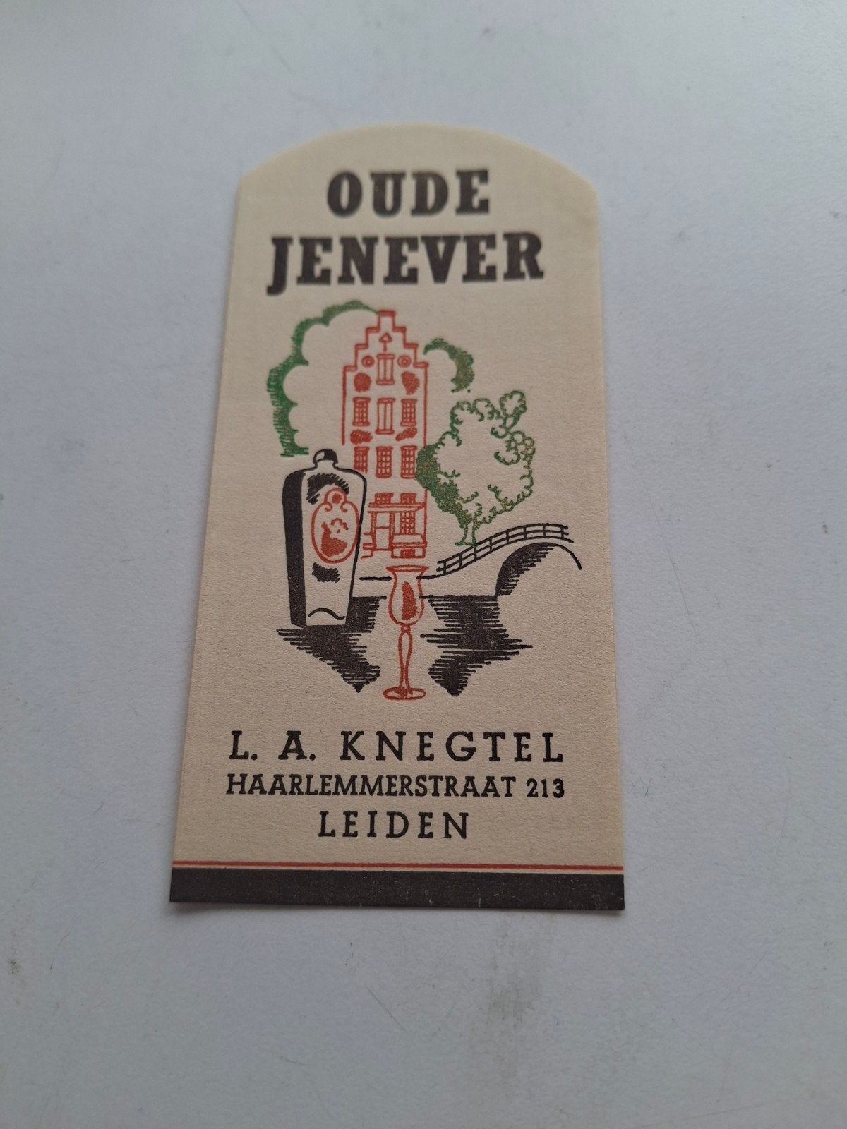 etiket L A Knegtel Leiden oude jenever., Ophalen of Verzenden, Zo goed als nieuw, Overige typen