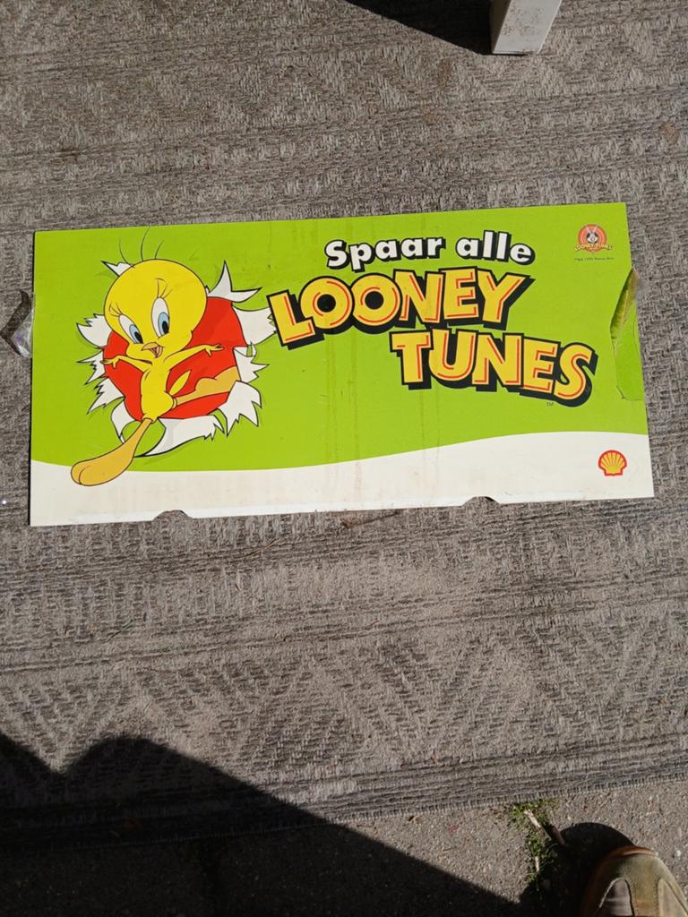 Vintage Looney Tunes Shell Spaaractie Reclamebord Tweety, Ophalen of Verzenden, Gebruikt