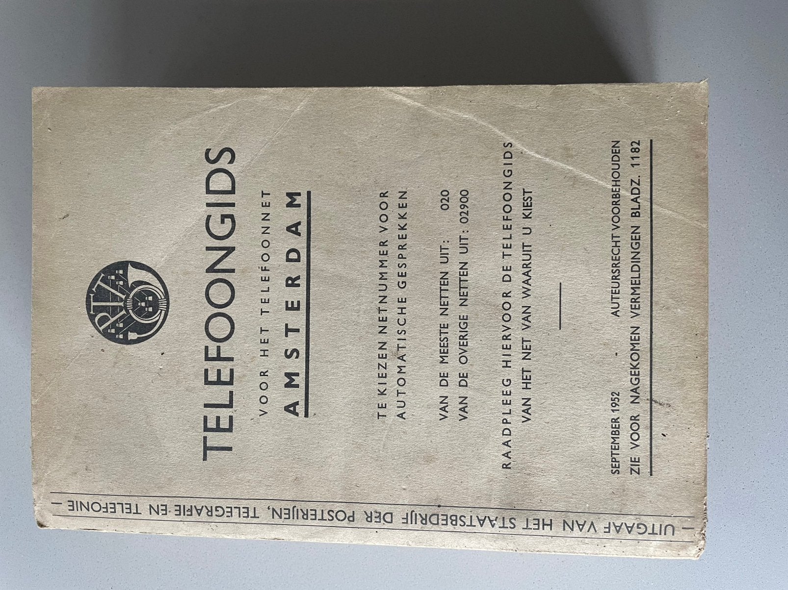 Telefoongids Amsterdam September 1952 - Vintage, Ophalen of Verzenden, Gebruikt