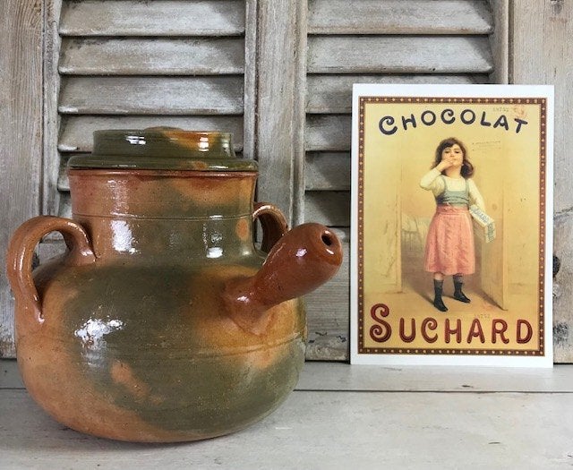 Provençaalse geglazuurde aardewerk daubiere kookpot