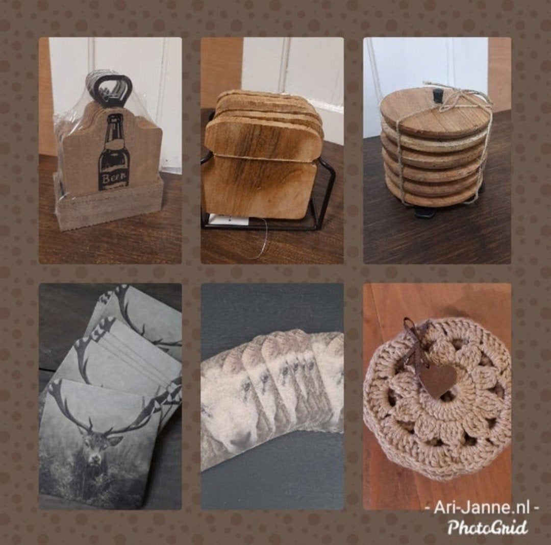 NIEUW! Stoere, landelijke onderzetters, decoratie, Handgemaakt, Glasonderzetter, Ophalen of Verzenden, Overige kleuren