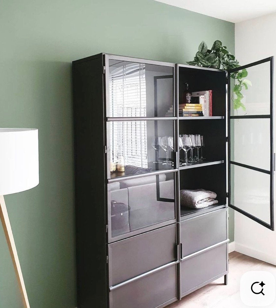 Bodilson Ten metalen vitrinekast - Bruin-zwart, Ophalen, Gebruikt, 100 tot 150 cm, 200 cm of meer
