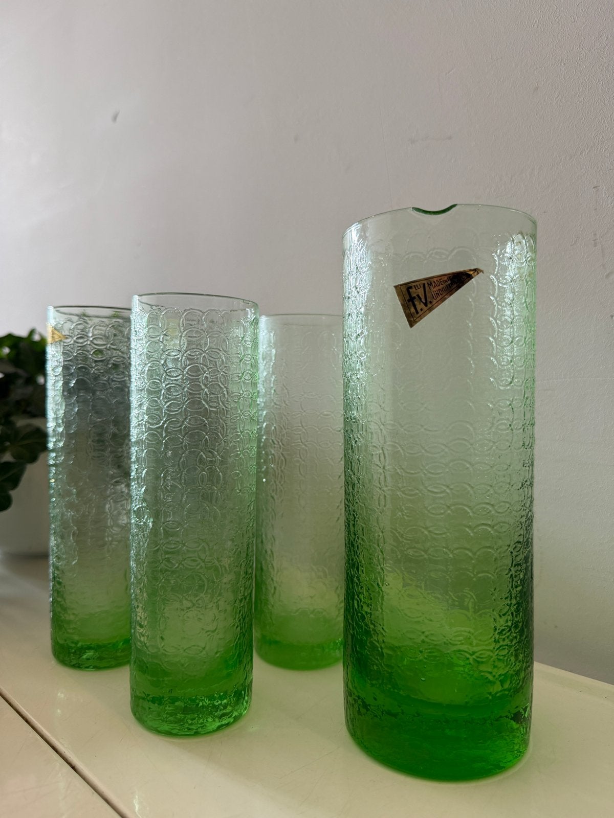 Fidenza Vetraria karaf en 4 glazen, Antiek en Kunst, Ophalen of Verzenden