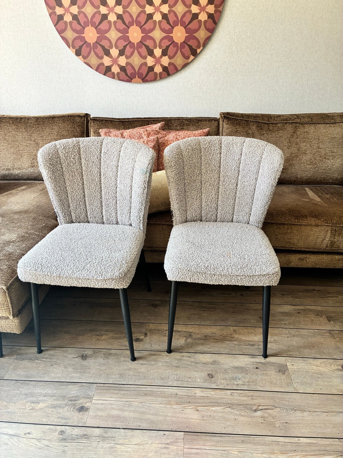 3 eetkamerstoelen beige teddy Japandi vt wonen, Huis en Inrichting, Stoelen, Ophalen, Gebruikt, Overige kleuren, Vier