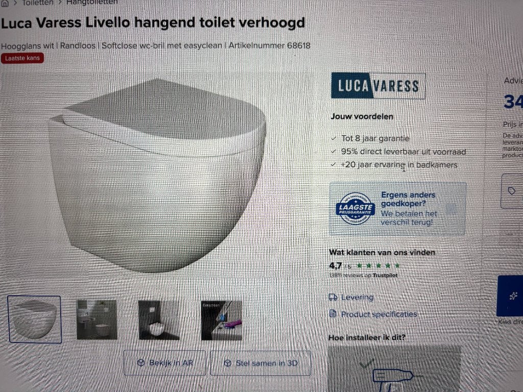 hangtoilet verhoogd Nieuw!, Ophalen, Nieuw, Steen, Toilet
