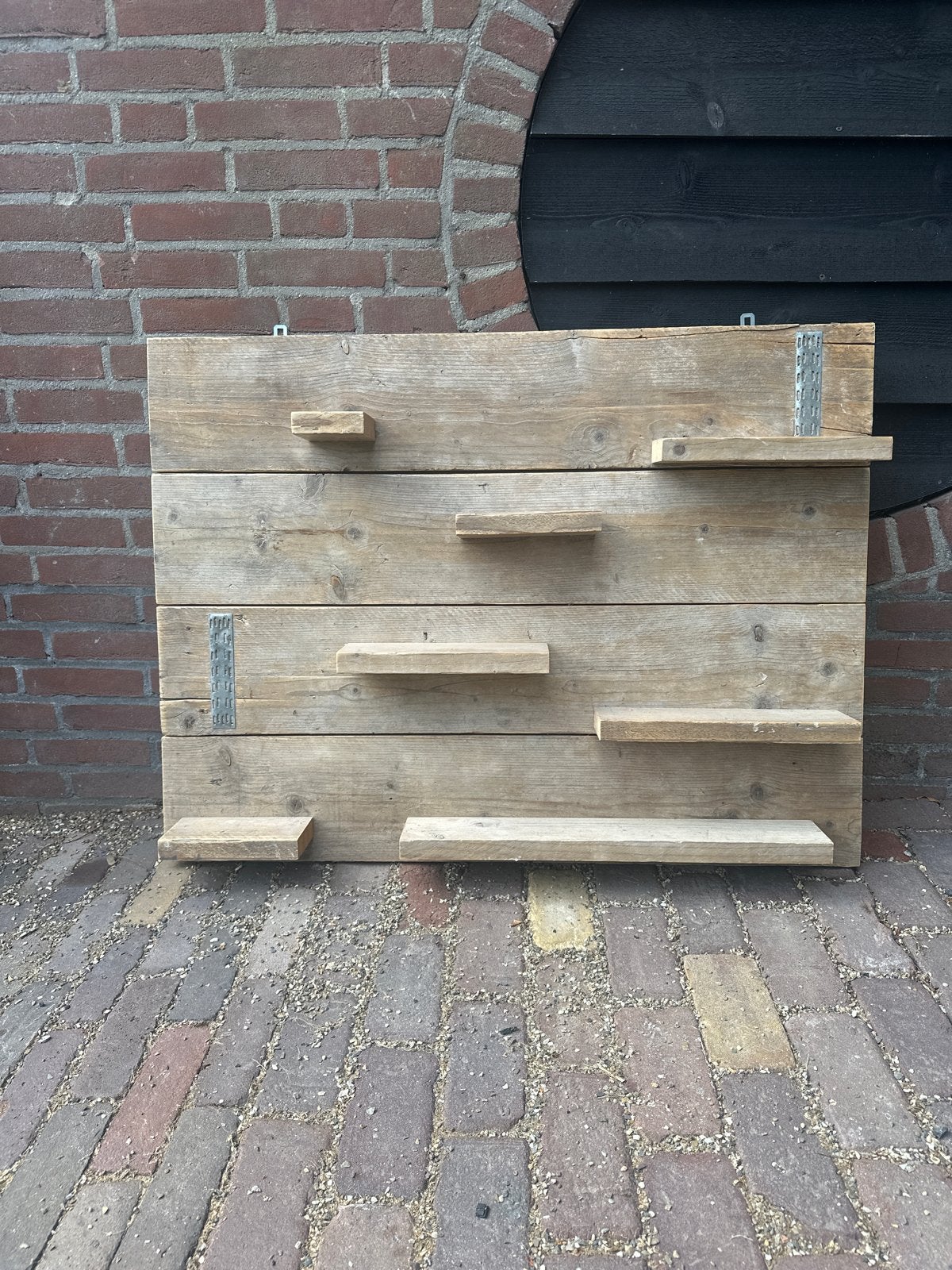 Houten wandrek met planken - Rustieke stijl, Ophalen, Gebruikt