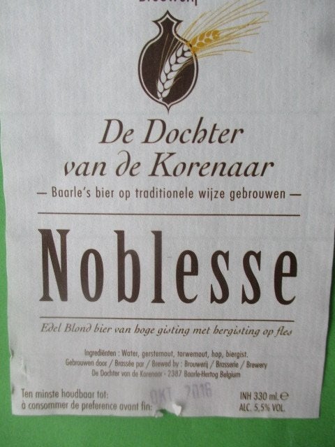 bieretiket Belgie 28-6 (B2 F22) dochter vd korenaar, Ophalen of Verzenden, Gebruikt, Overige typen, Overige merken