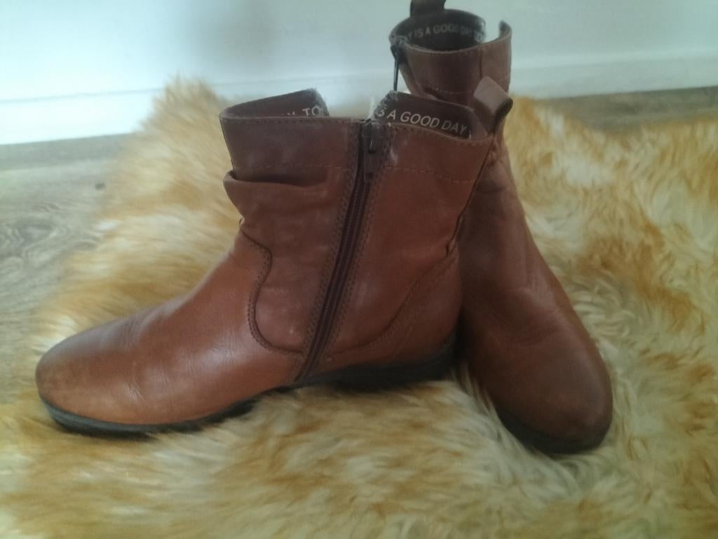 Cognac leren laarsjes 38 nieuw, Ophalen of Verzenden, Nieuw, Bruin