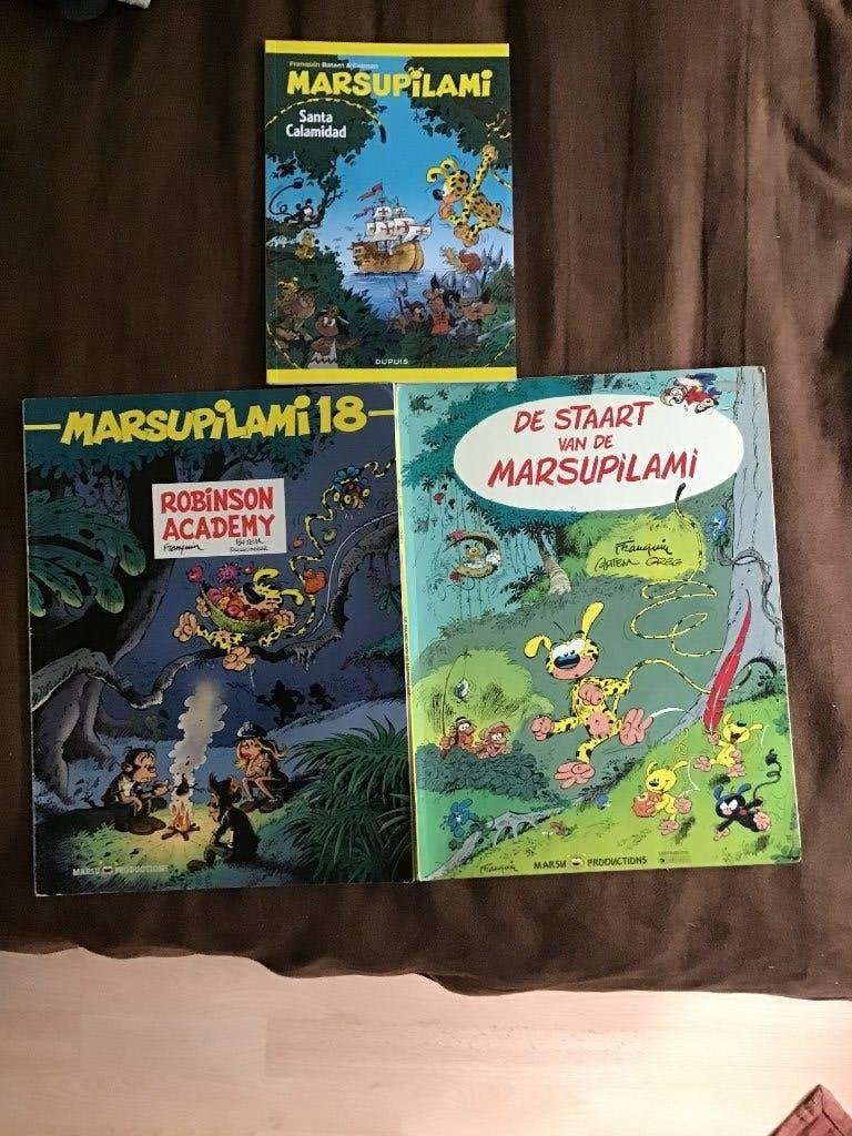 3 delen de Marsupilami door Franquin, Meerdere stripboeken, Ophalen of Verzenden, Gelezen